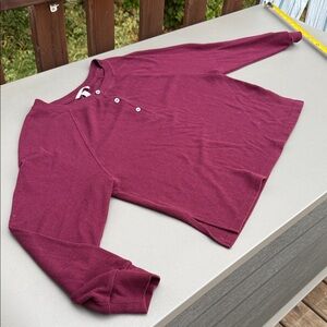 Victoria's Secret woman’s  Maroon ribbed 1/3 Button Down longsleeve Shirt sm